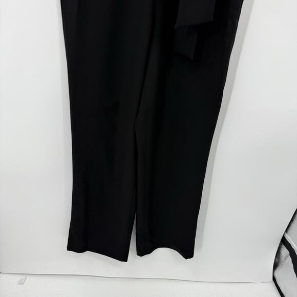 BCBGMAXAZRIA Medium Jumpsuit Long Sleeve Surplice Black Tie Waist Party - Picture 5 of 13